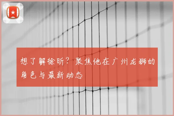 想了解徐昕？聚焦他在广州龙狮的角色与最新动态